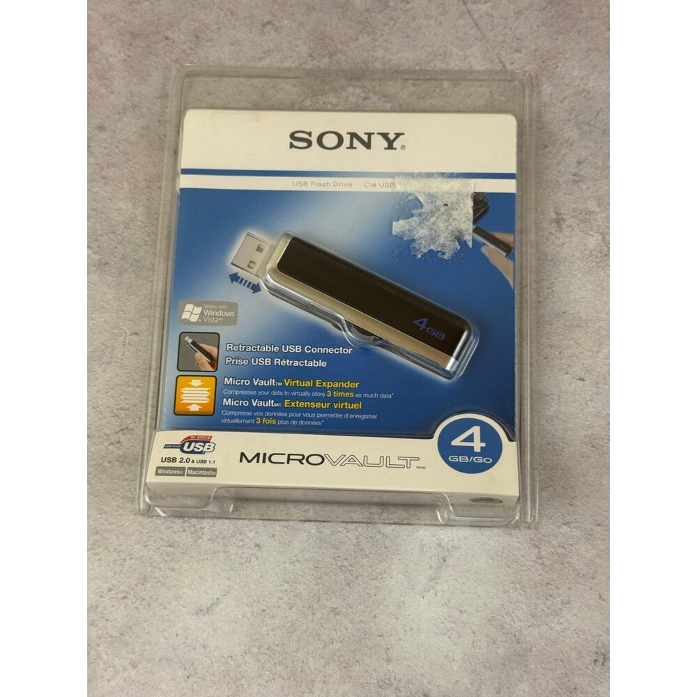 USM4GJ - SONY - USB 2.0 FLASH DRIVE - MICROVAULT - 4GB NEW SEALED